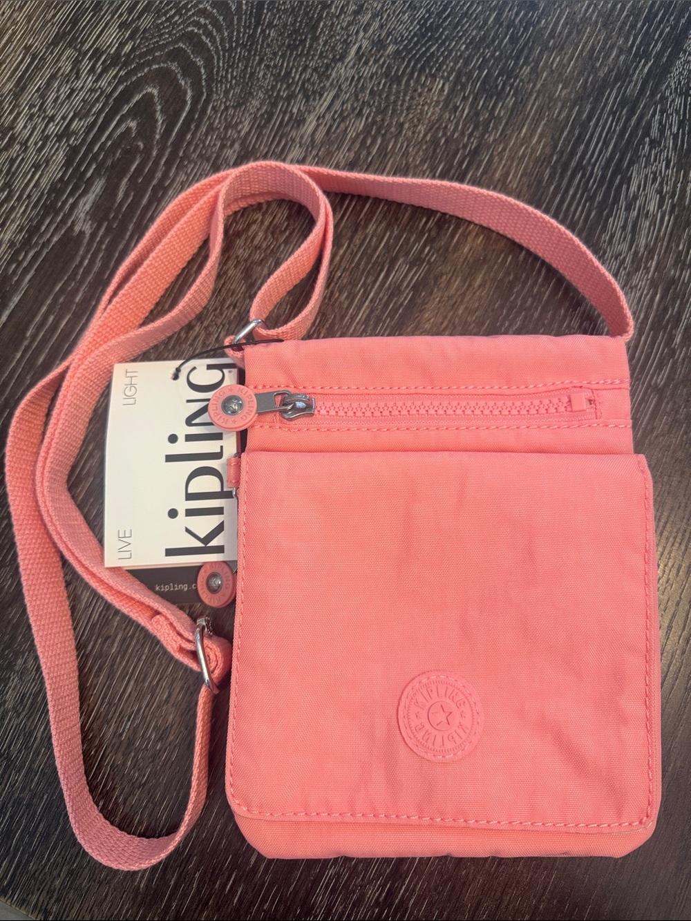 Kipling Coral  Crossbody Pouch with Front Pocket